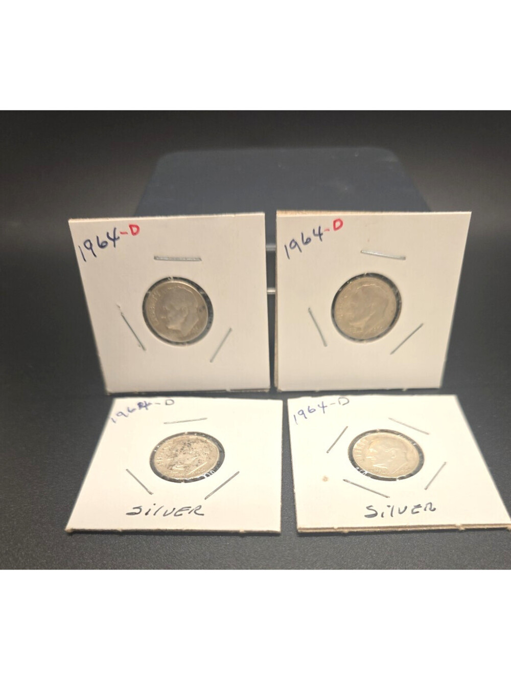 4 Silver Roosevelt Dimes Lot  1964-D 90% Silver